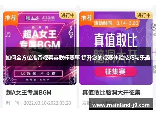 如何全方位准备观看英联杯赛事 提升您的观赛体验技巧与乐趣
